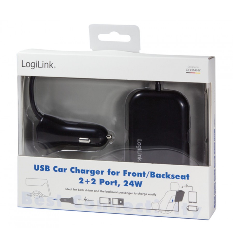 Caricatore Compatto da Auto 2 porte USB max.24W/4.8A Nero - GOOBAY -  IUSB2-CAR4-4A2P