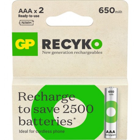 Blister 2 Batterie Ricaricabili Mini Stilo AAA 650 mAh IC-GP201248