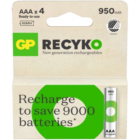 Blister 4 Batterie Ricaricabili AAA Mini Stilo 950 mAh GP ReCyko IC-GP201242